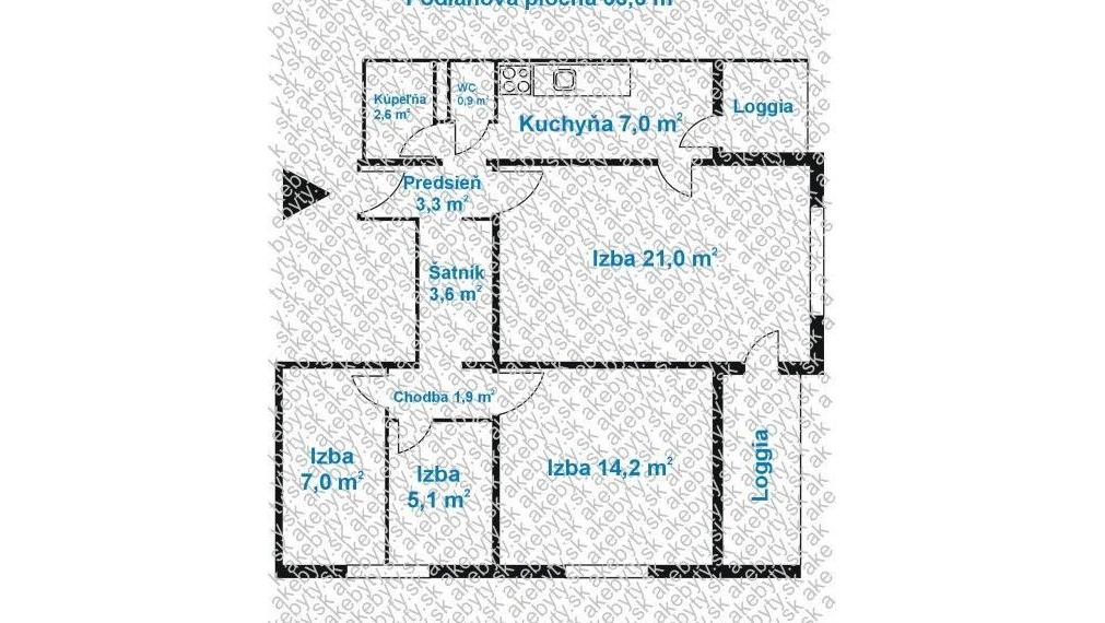 Neibrs | Na predaj 3,5 izb byt vedľa Mladej Gardy, pôvodný stav, plastové okná, dve loggie, samostatné izby